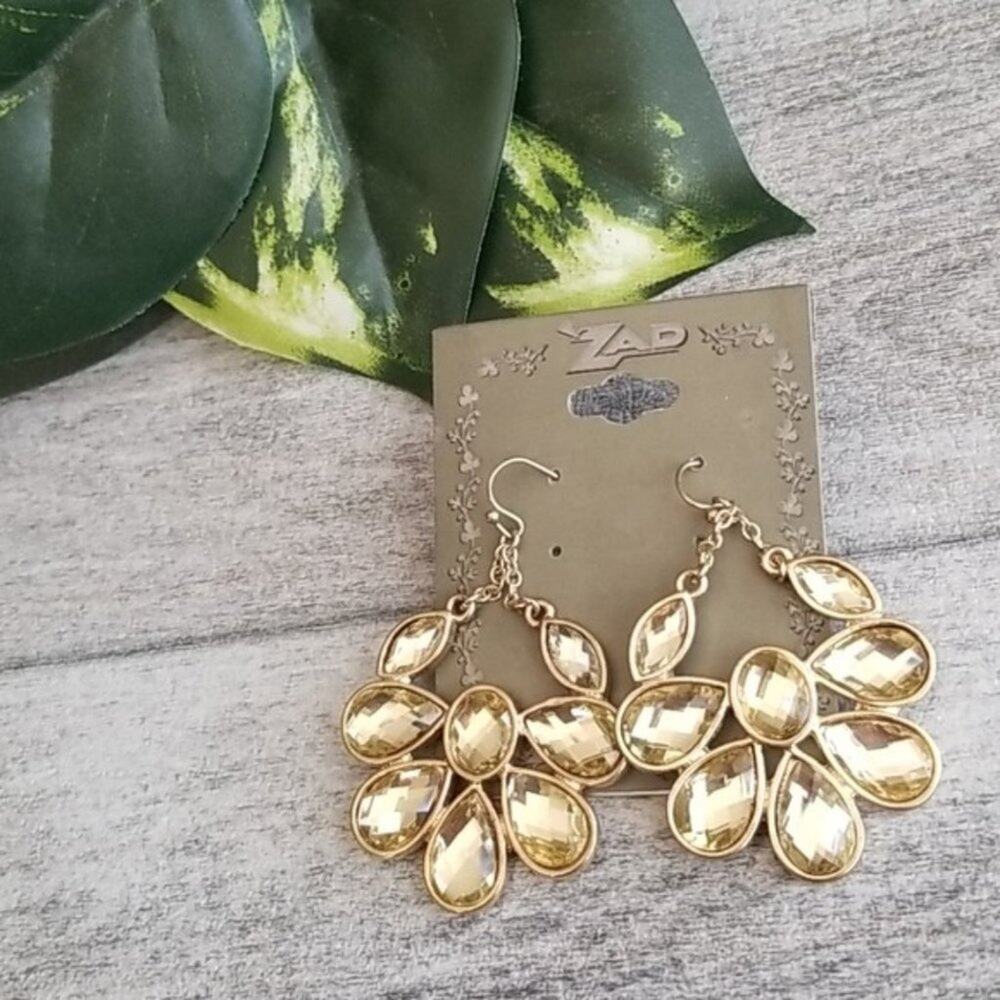 ZAD gold rhinestone dangle drop earrings NEW
